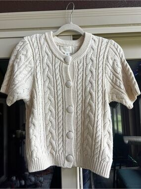 H&M Cream Cable-Knit Short Sleeve Cardigan